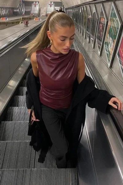 Esmeralda Skórzany Topy