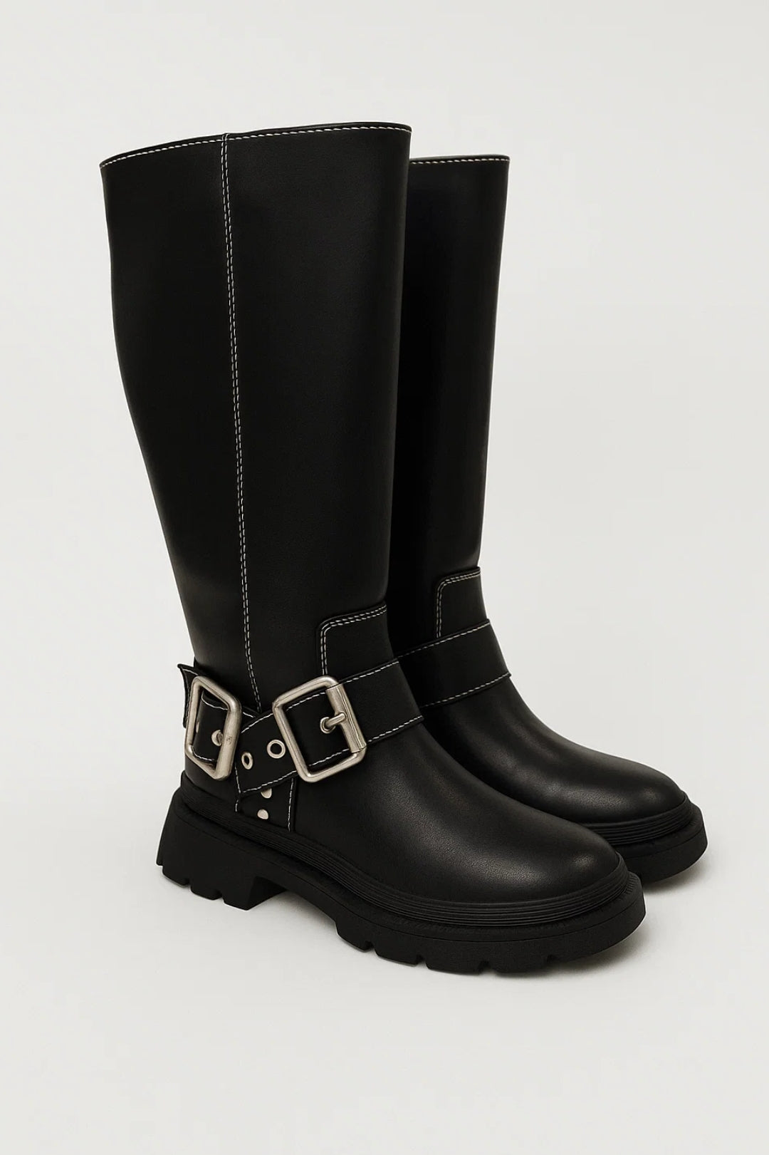 Imogen | Wysokie Damskie Botki - Solidna Podeszwa z Detalem Klamry