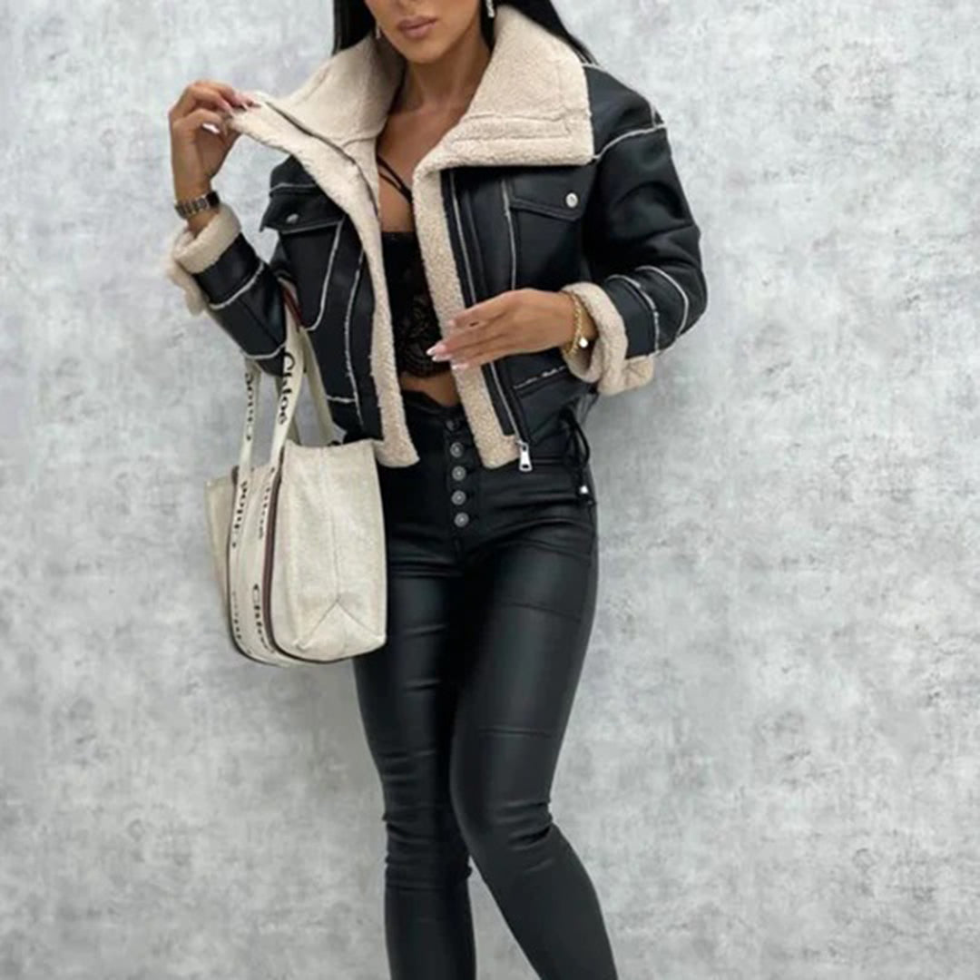 Janelle | kurtka zimowa damska elegancka wygodna stylowa czarna na zimę Chicveo