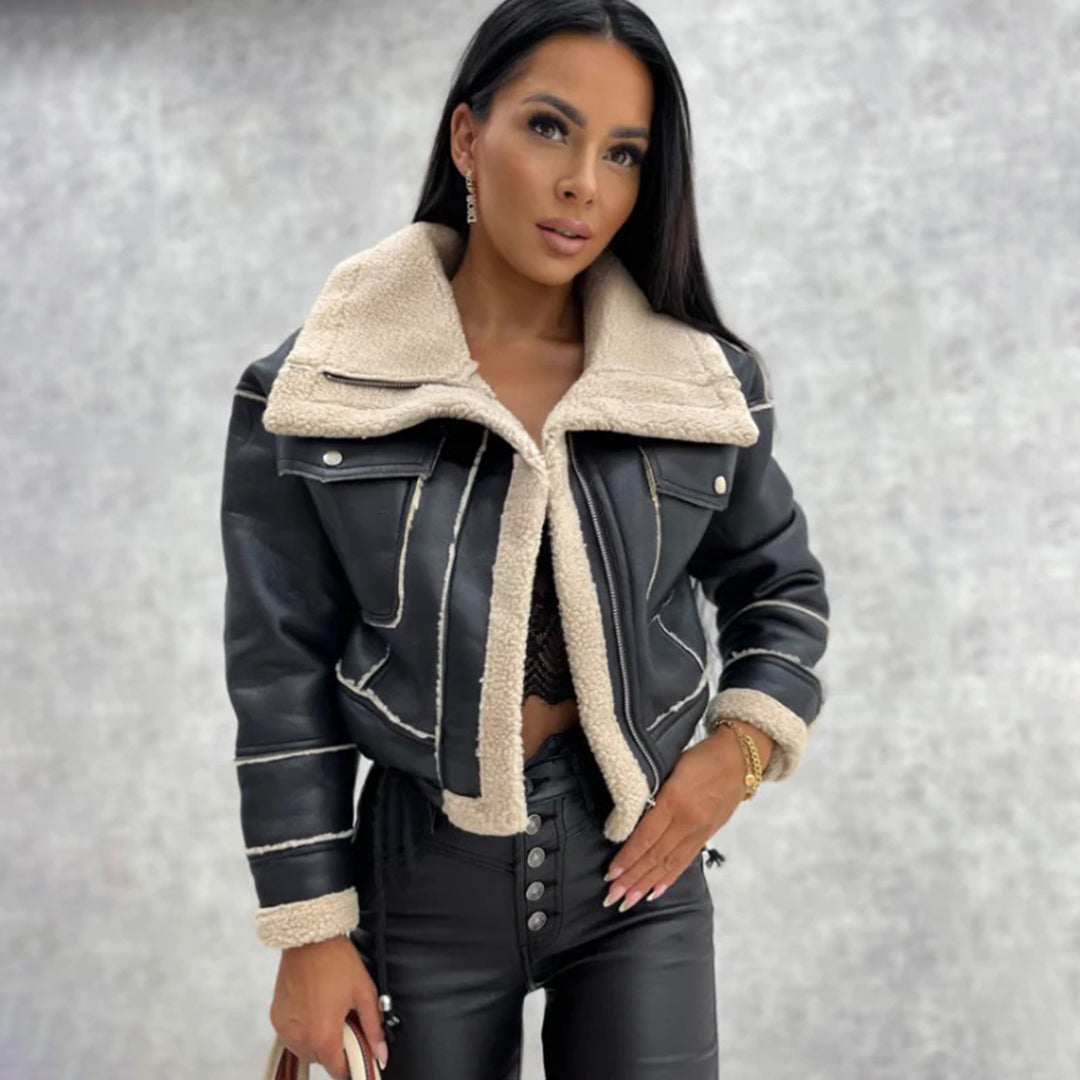 Janelle | kurtka zimowa damska elegancka wygodna stylowa czarna na zimę Chicveo