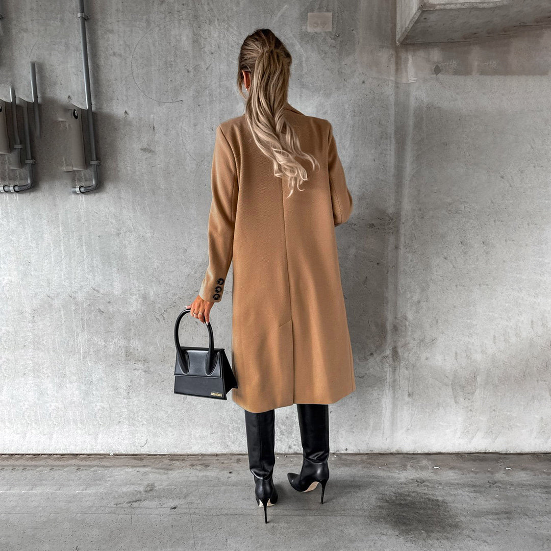 Kaia | kurtka zimowa damska stylowa elegancka długa wełniana ciepła Chicveo