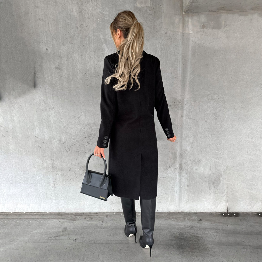 Kaia | kurtka zimowa damska stylowa elegancka długa wełniana ciepła Chicveo