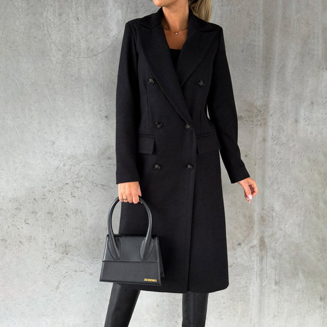 Kaia | kurtka zimowa damska stylowa elegancka długa wełniana ciepła Chicveo