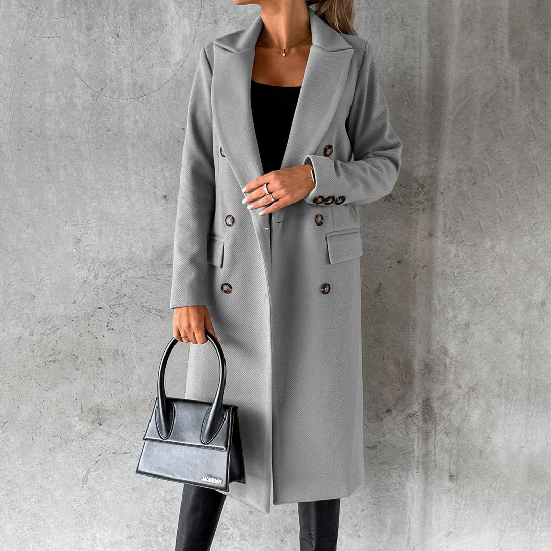 Kaia | kurtka zimowa damska stylowa elegancka długa wełniana ciepła Chicveo