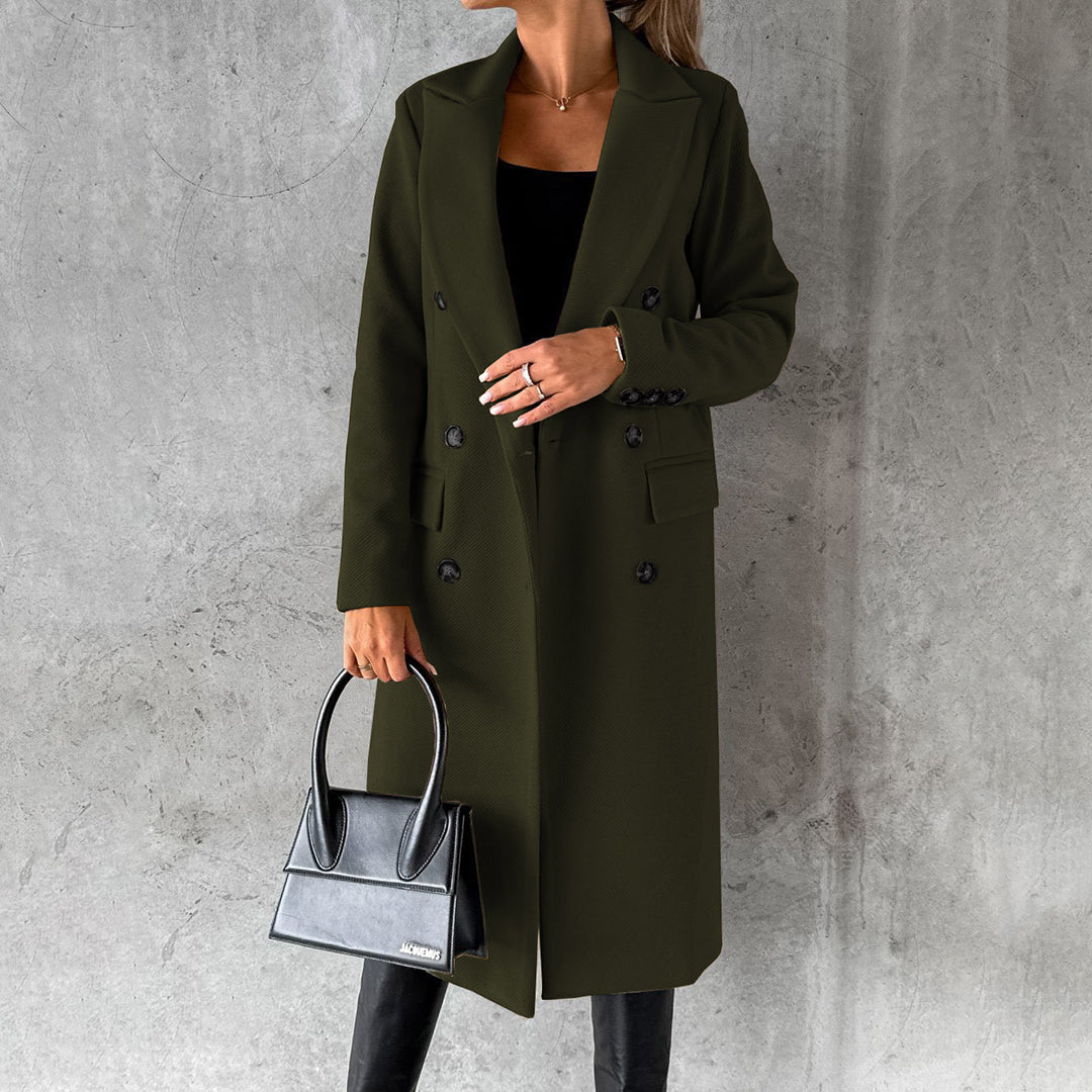 Kaia | kurtka zimowa damska stylowa elegancka długa wełniana ciepła Chicveo