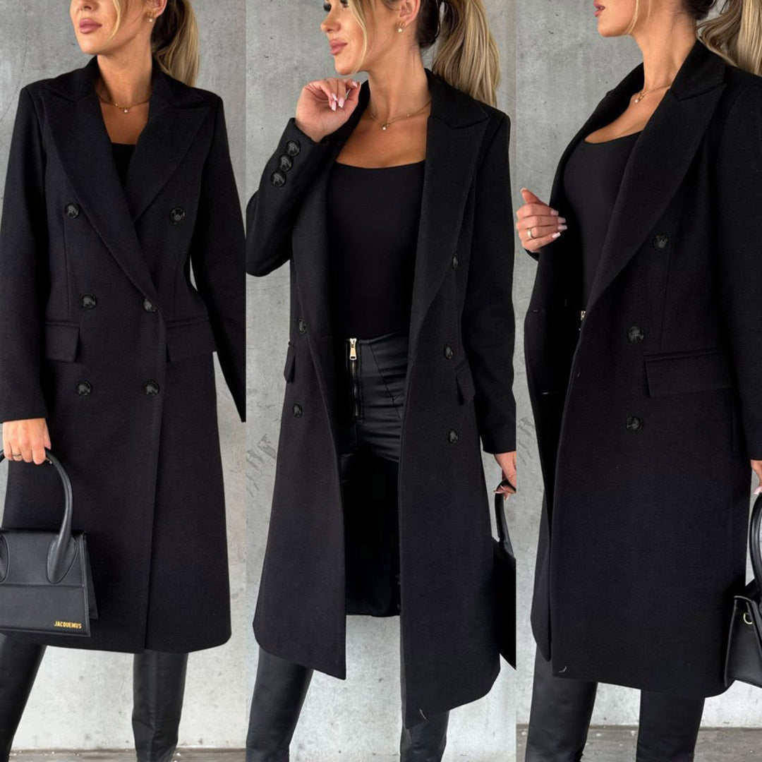 Kaia | kurtka zimowa damska stylowa elegancka długa wełniana ciepła Chicveo