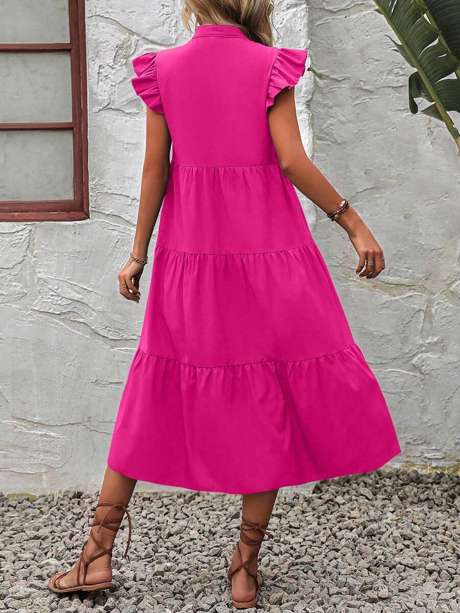 Kaja | Elegancka Midi Sukienka Z Falbankami Dla Kobiet