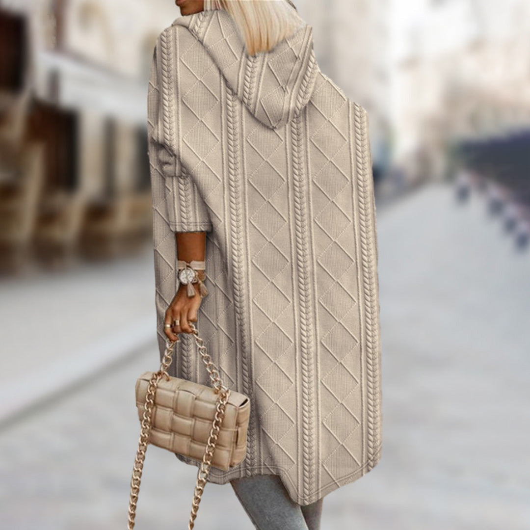 Karys | kurtka zimowa damska stylowa z kapturem elegancka czarna na zimę Chicveo