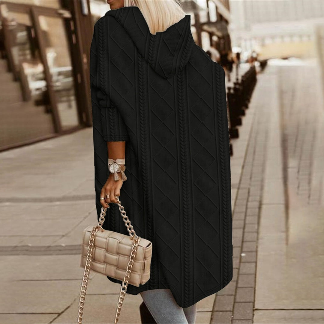 Karys | kurtka zimowa damska stylowa z kapturem elegancka czarna na zimę Chicveo