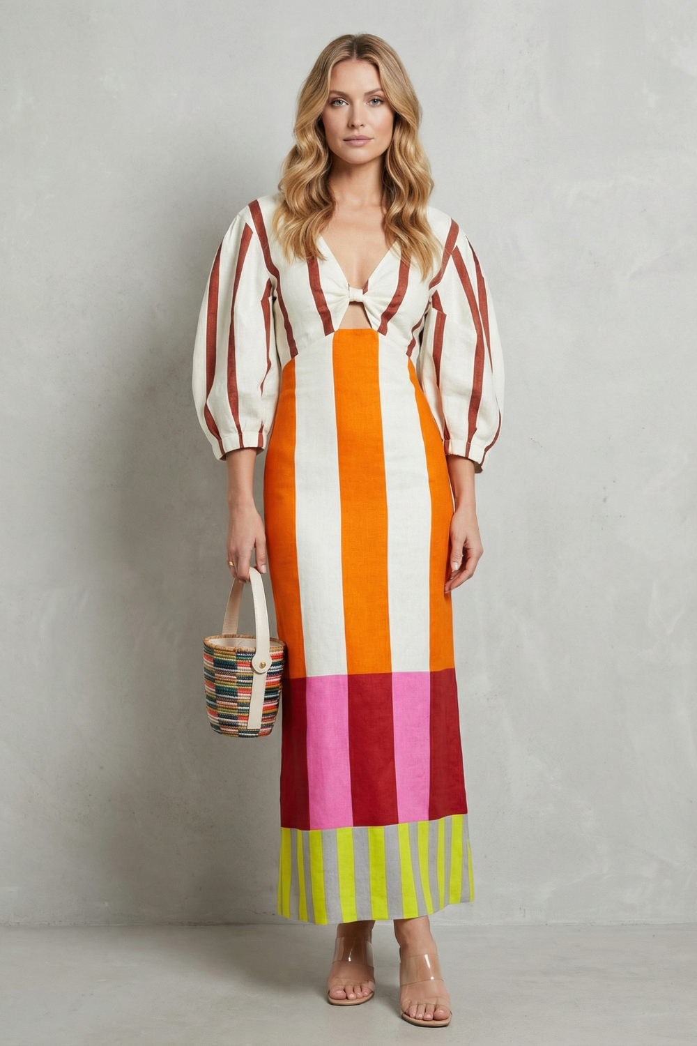 Kayara – Sukienka maxi w kolorowe bloki