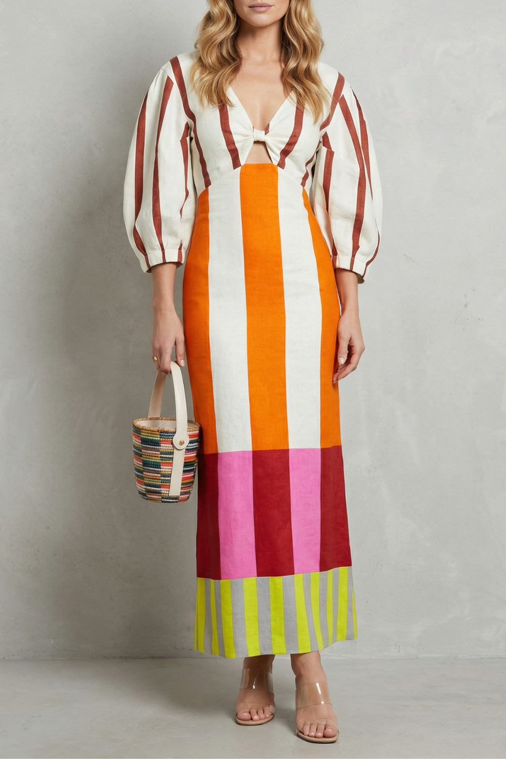 Kayara – Sukienka maxi w kolorowe bloki