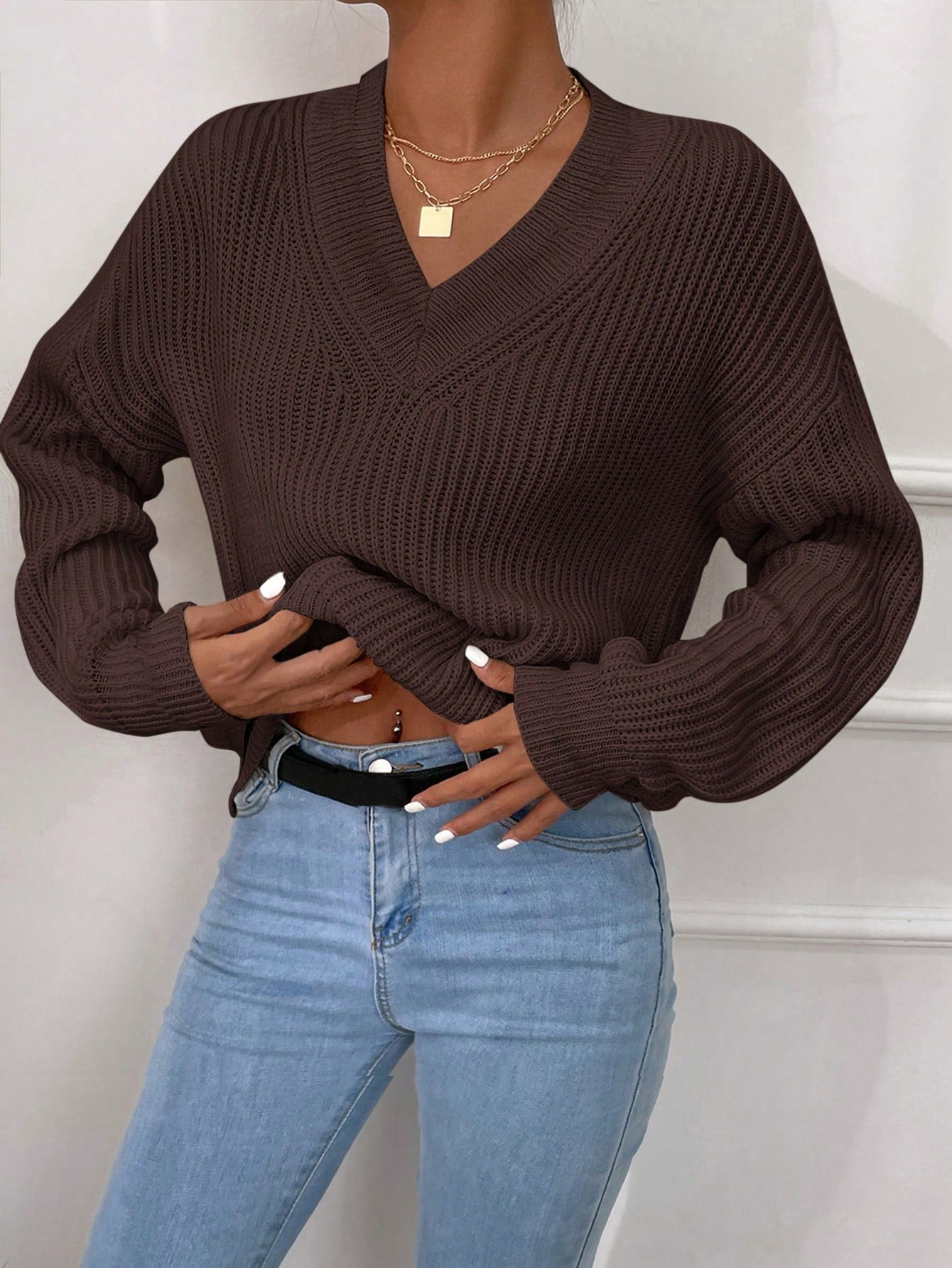 Klara | Oversize Sweter Damski w Jednolitym Kolorze