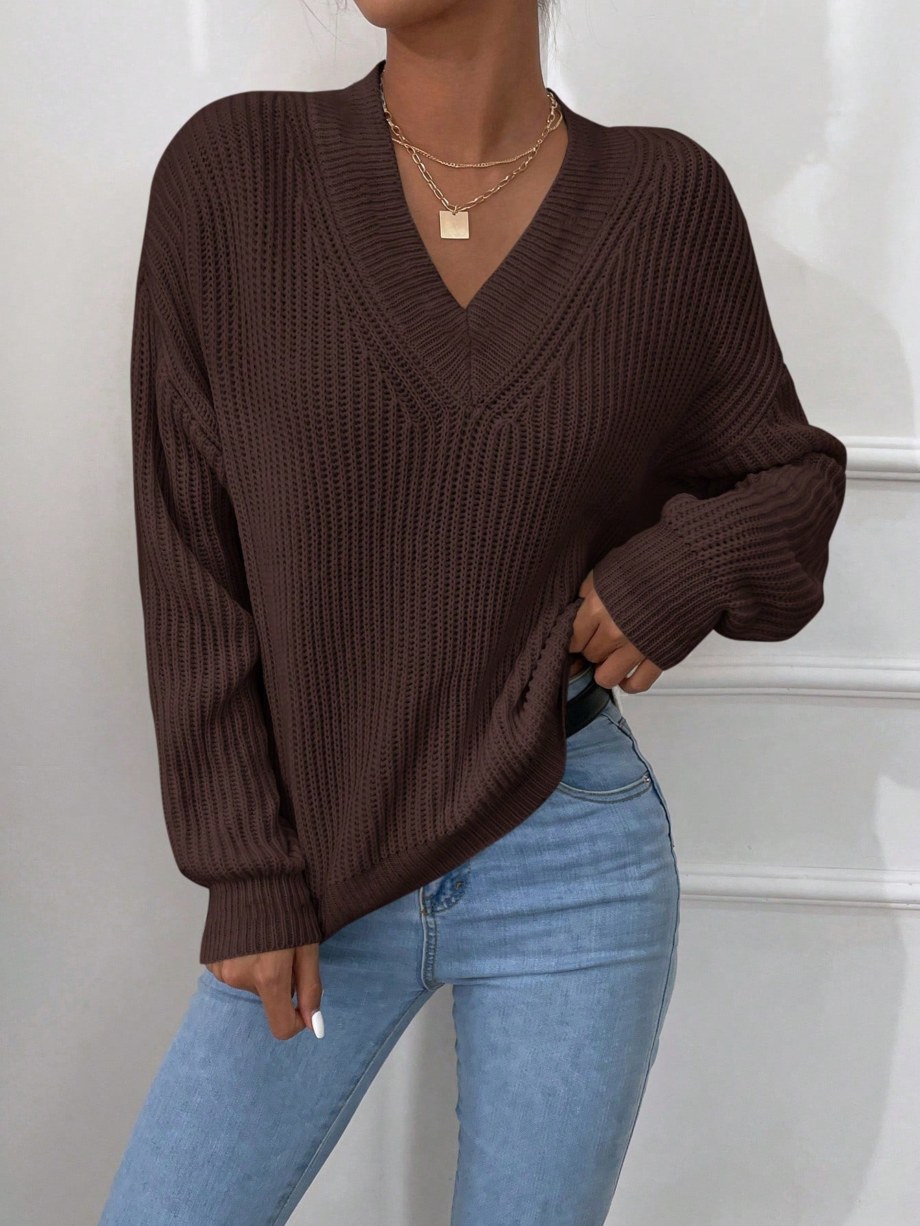 Klara | Oversize Sweter Damski w Jednolitym Kolorze