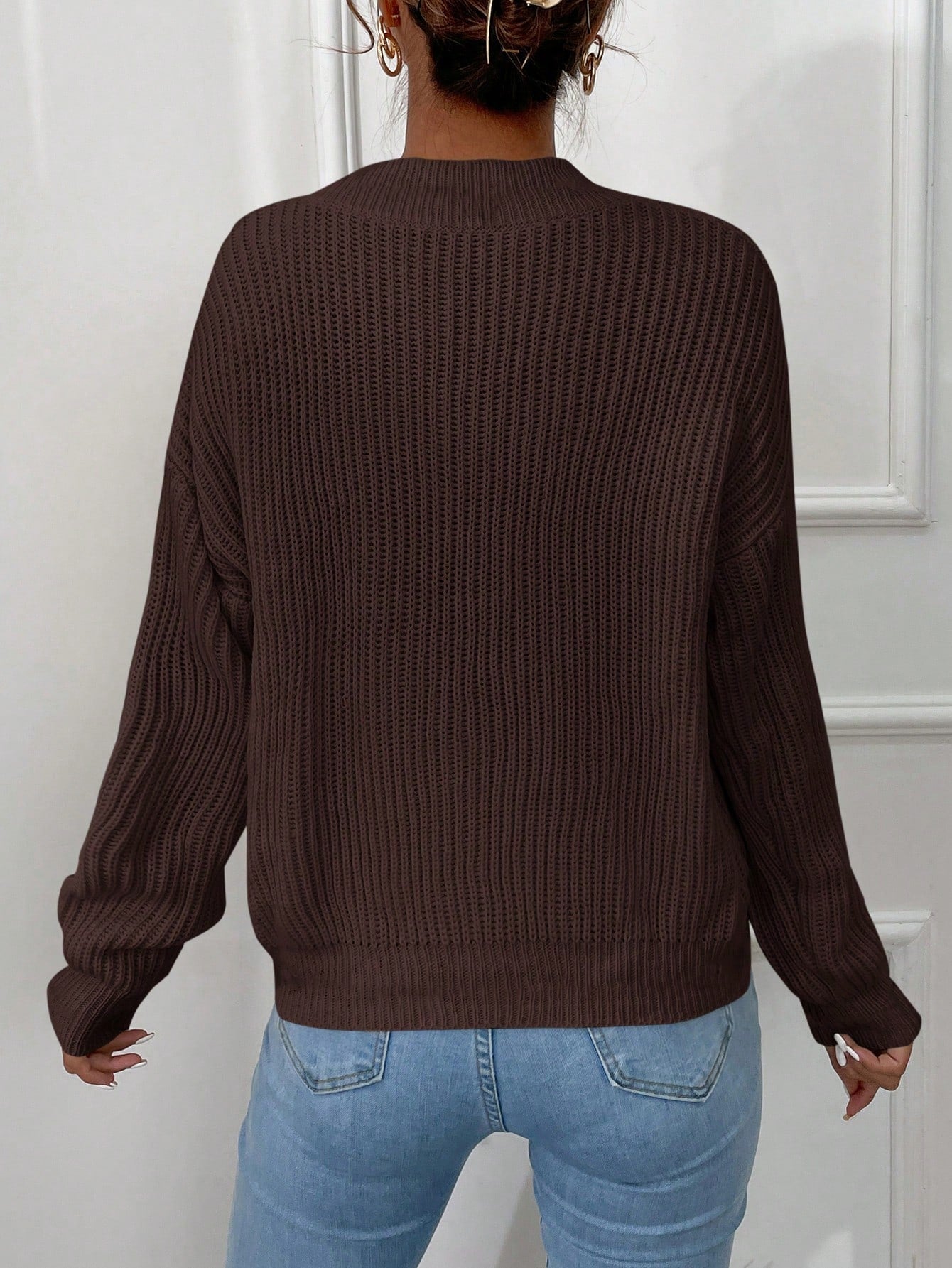 Klara | Oversize Sweter Damski w Jednolitym Kolorze