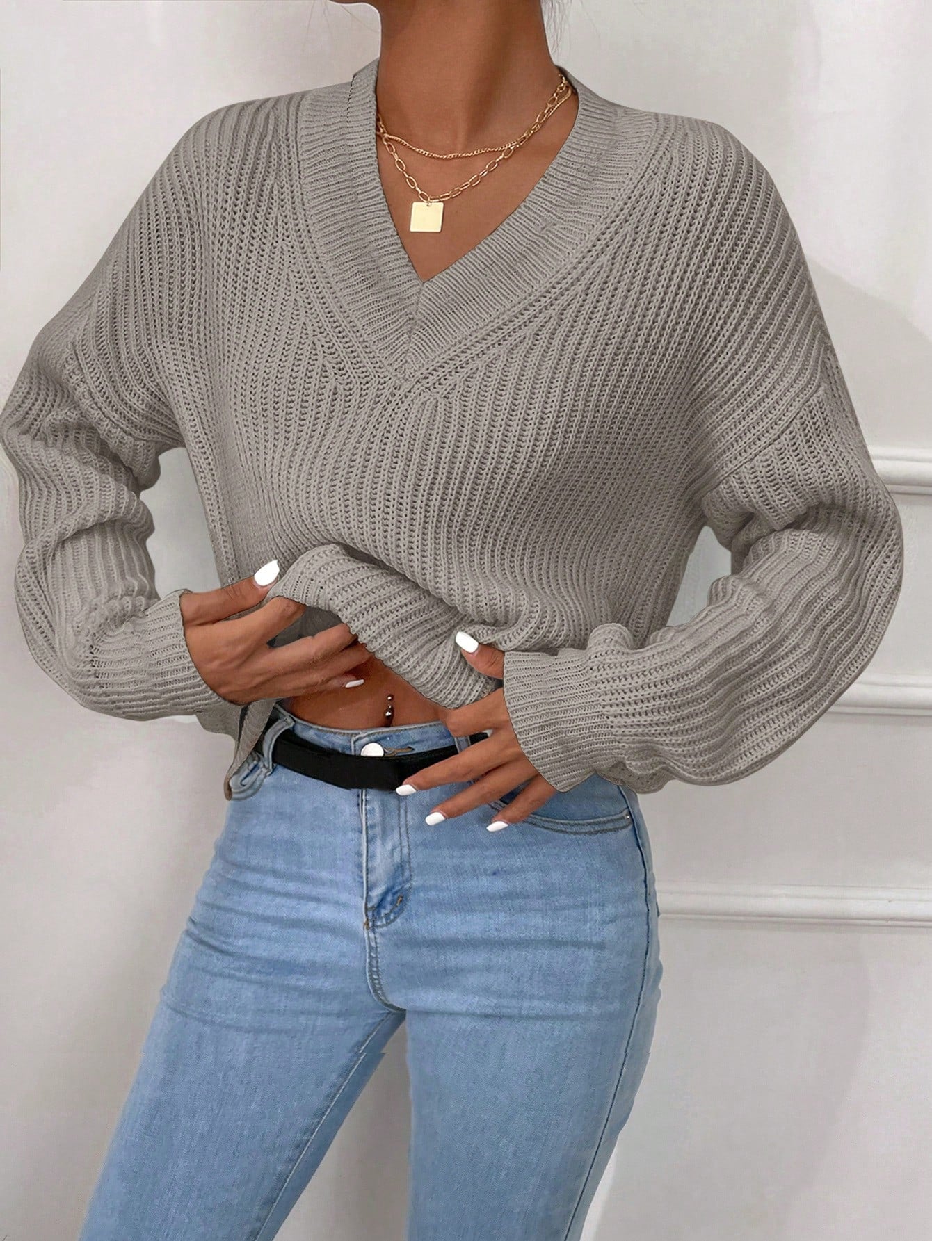Klara | Oversize Sweter Damski w Jednolitym Kolorze