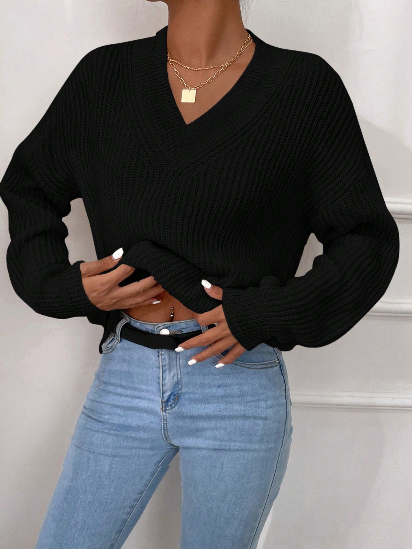 Klara | Oversize Sweter Damski w Jednolitym Kolorze