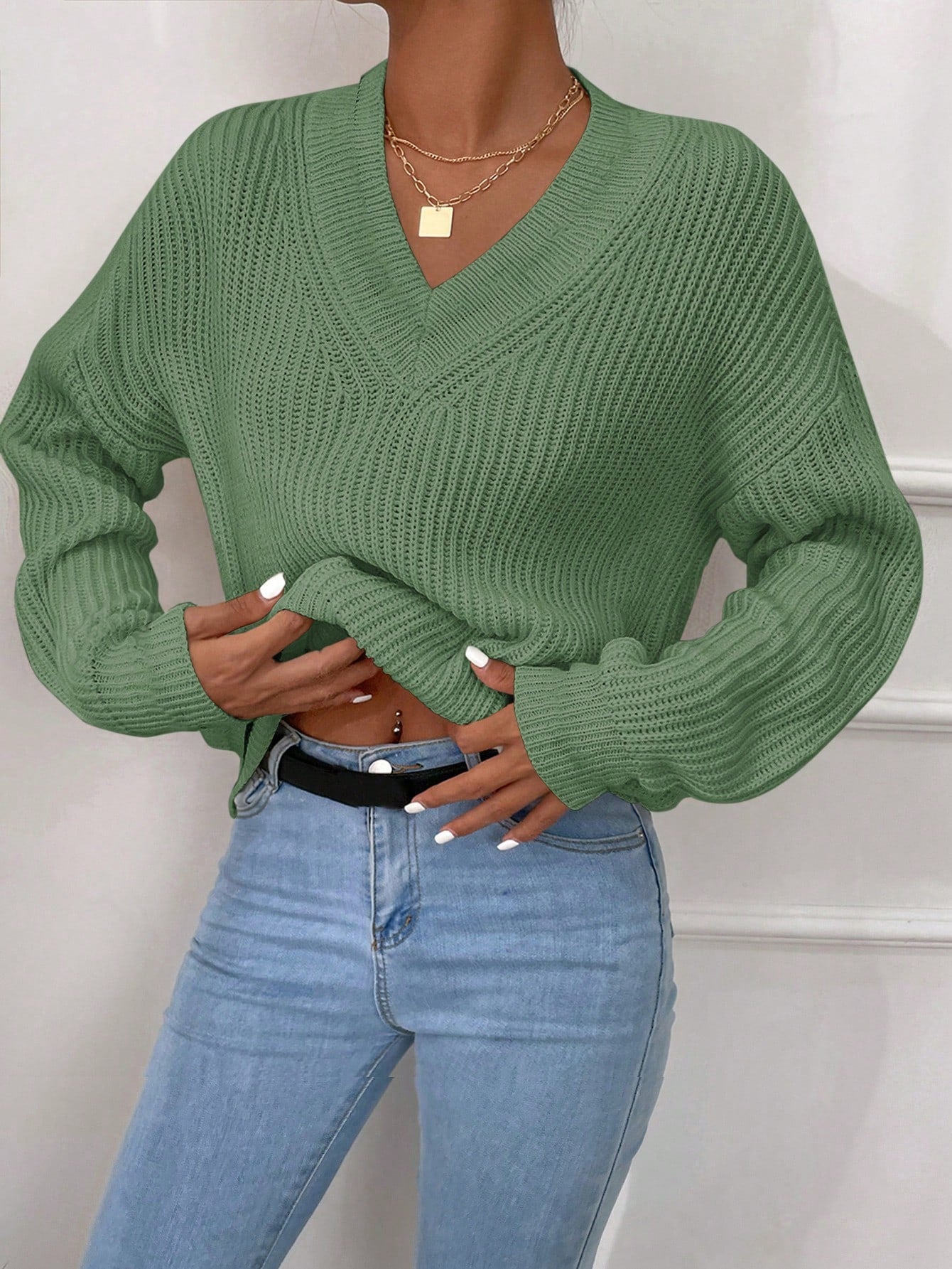 Klara | Oversize Sweter Damski w Jednolitym Kolorze