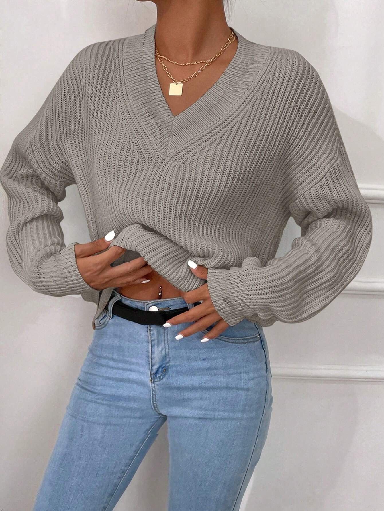 Klara | Oversize Sweter Damski w Jednolitym Kolorze