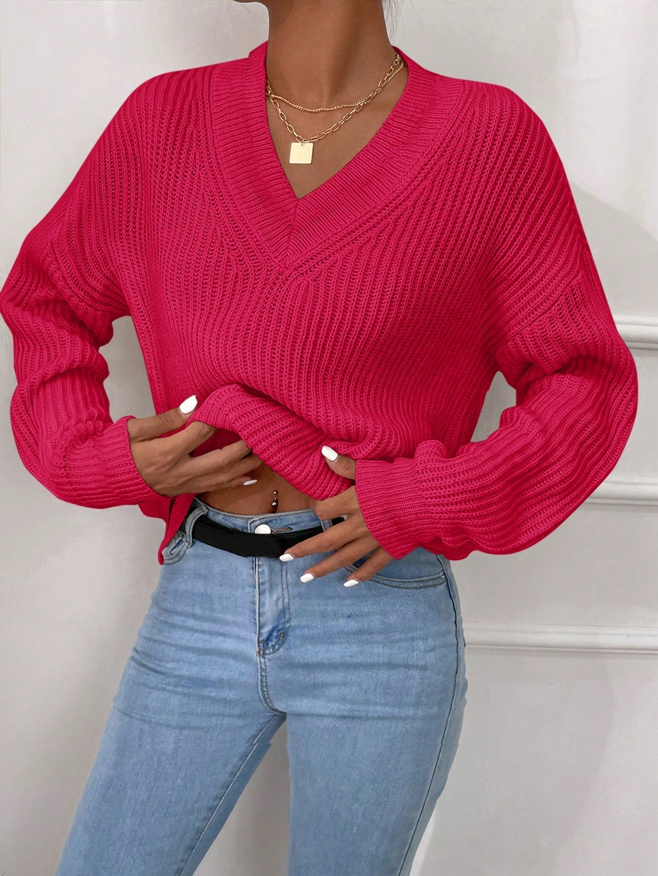 Klara | Oversize Sweter Damski w Jednolitym Kolorze