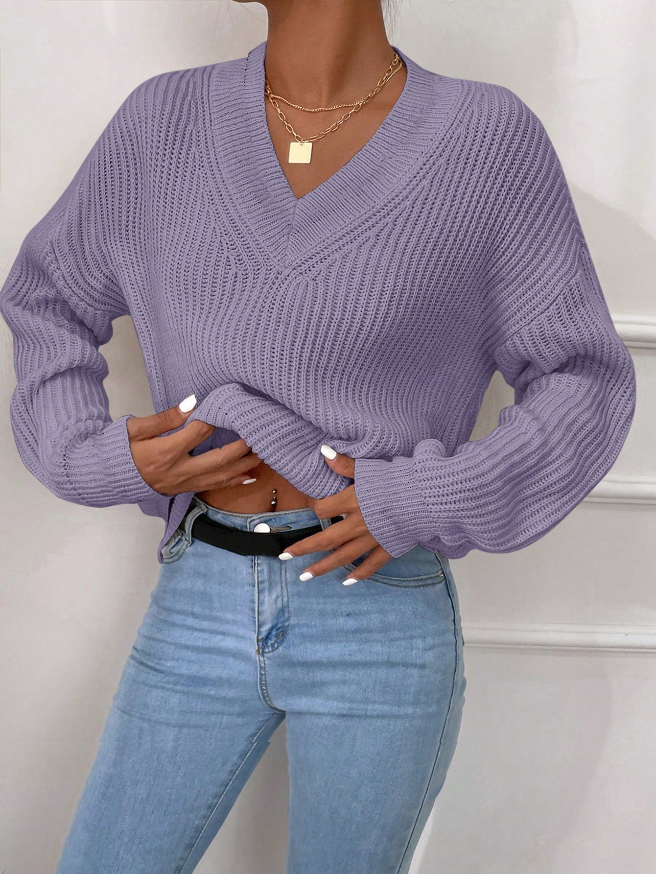 Klara | Oversize Sweter Damski w Jednolitym Kolorze