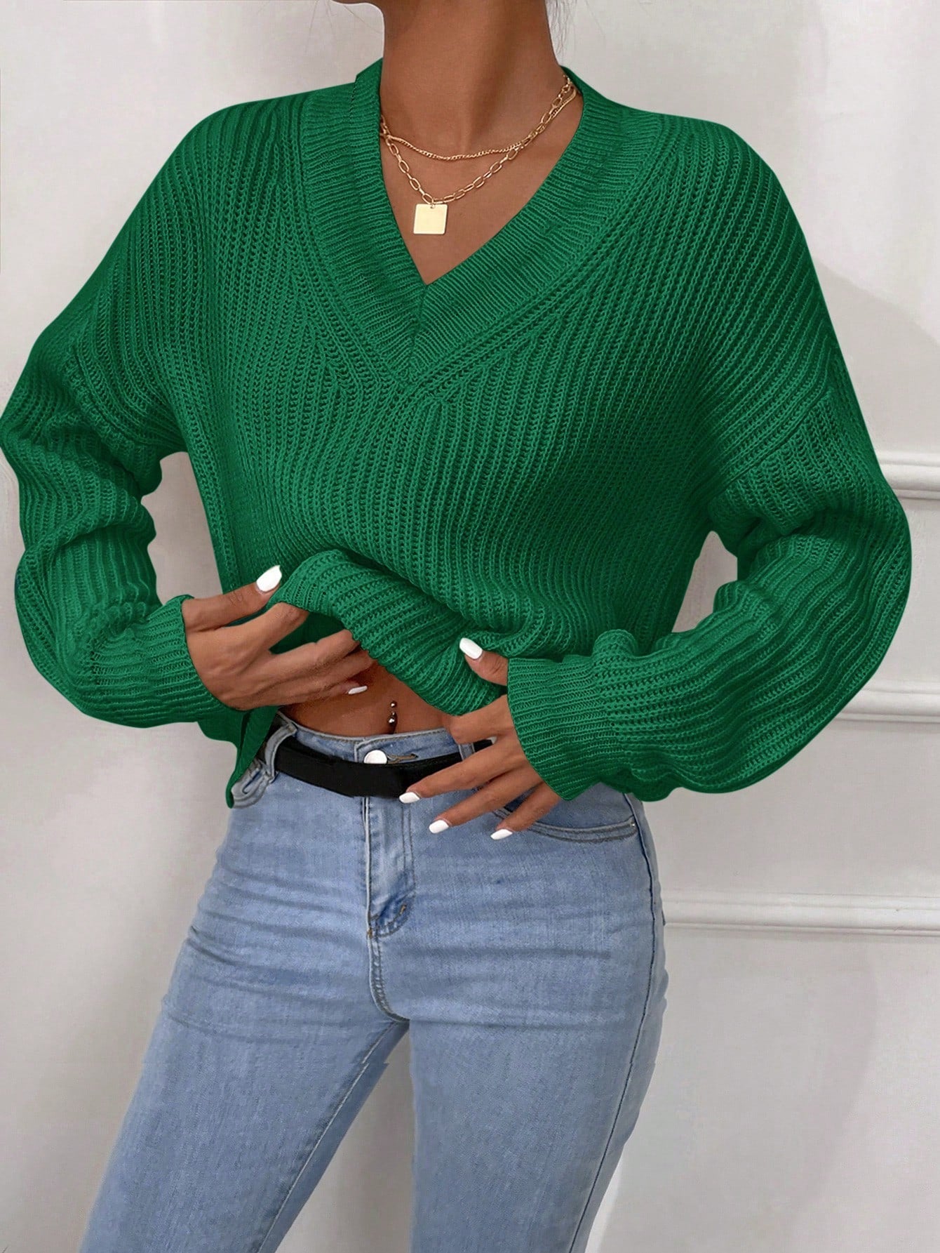 Klara | Oversize Sweter Damski w Jednolitym Kolorze