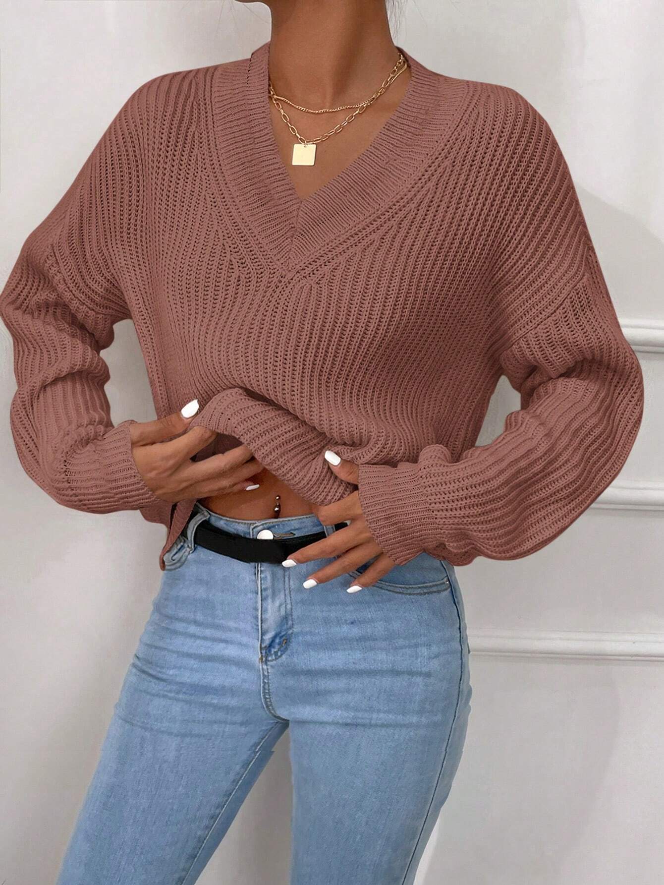 Klara | Oversize Sweter Damski w Jednolitym Kolorze