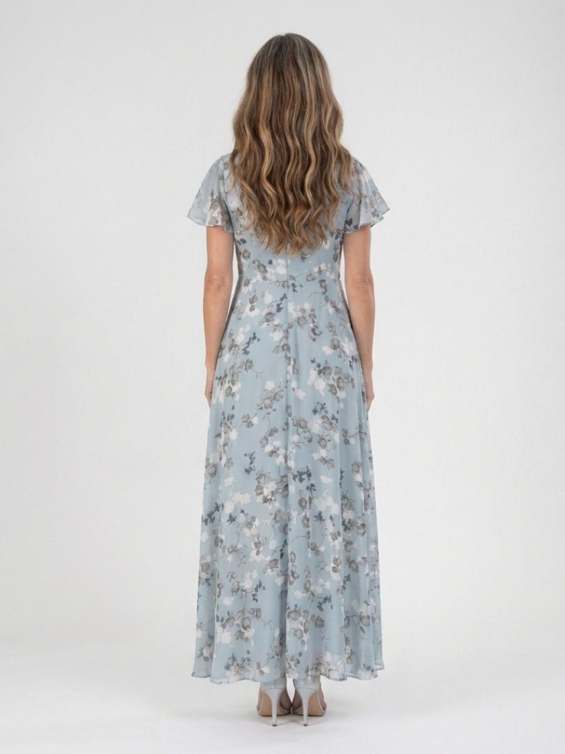 Ismeria | Kwiatowa Sukienka Maxi z Chiffonu