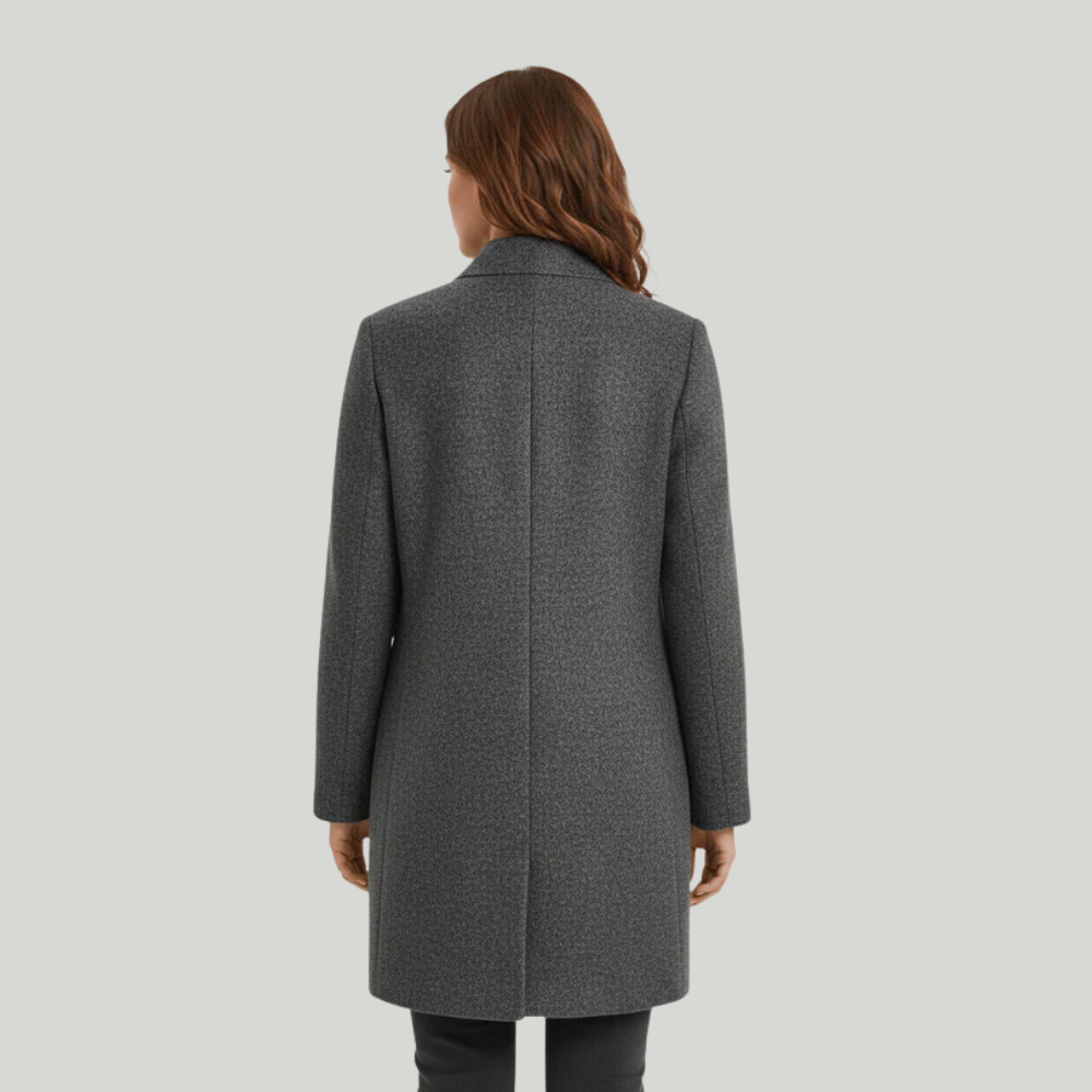 Layla | Elegancki Zimowy Płaszcz z Wełny z Stojącym Kołnierzem