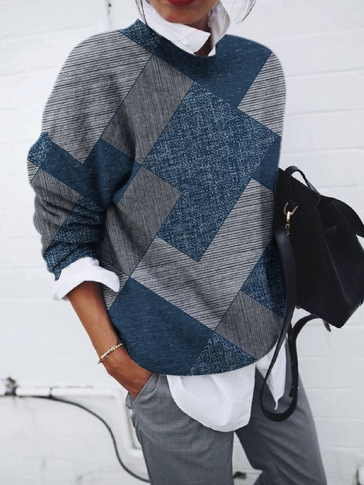 Leona | Damski Sweter Dzianinowy z Wzorem