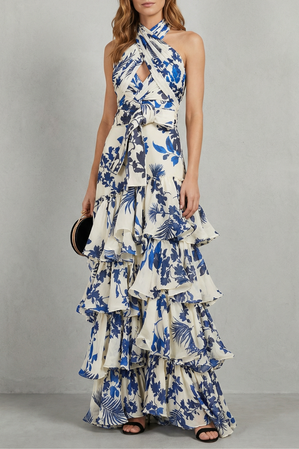 Lunarelle – Kwiatowa elegancja na halter – Sukienka maxi