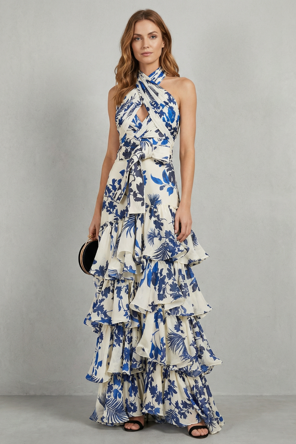 Lunarelle – Kwiatowa elegancja na halter – Sukienka maxi