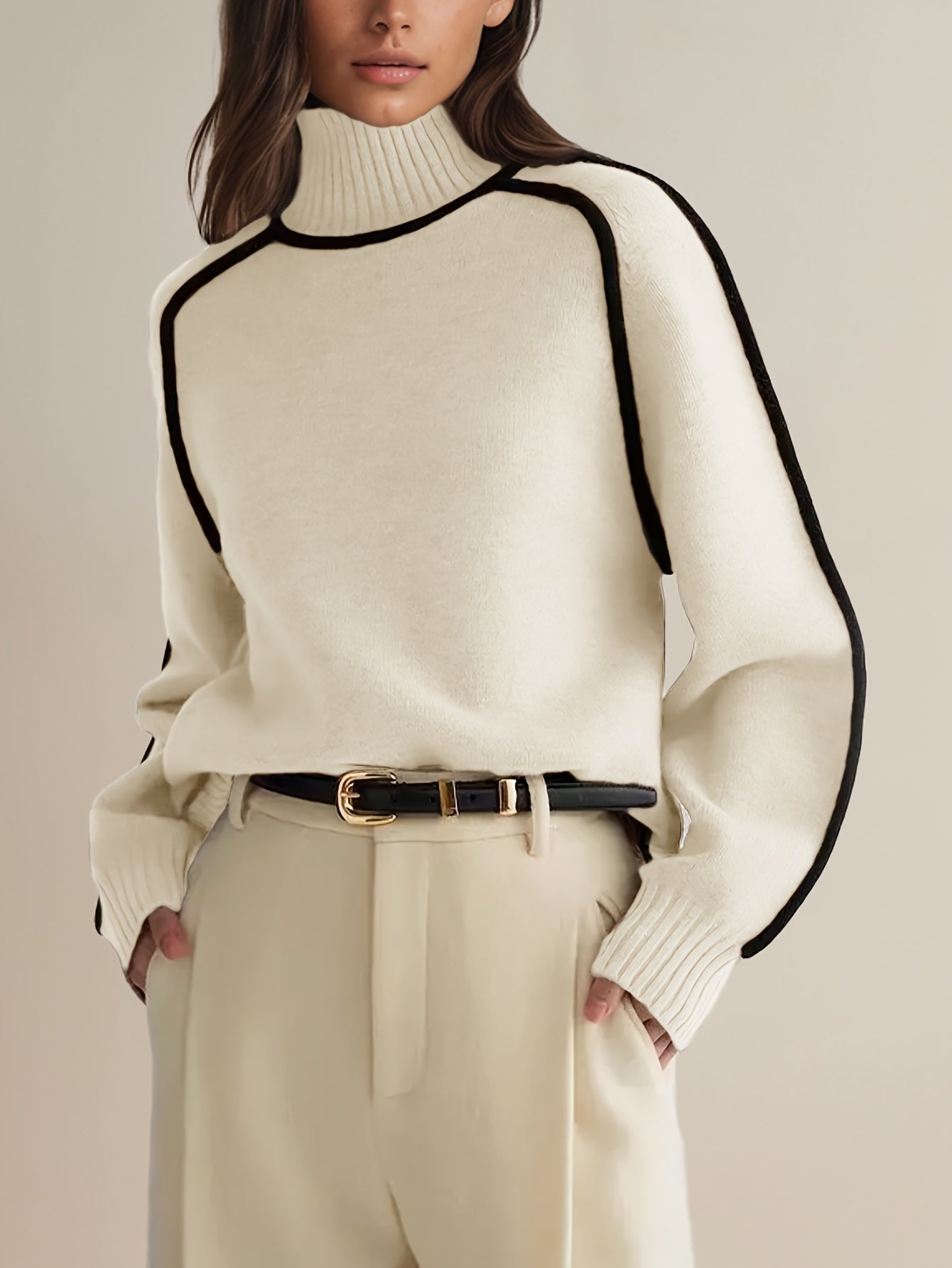 Marcela | Stylowy Sweter Damski z Golfem w Jednolitym Kolorze