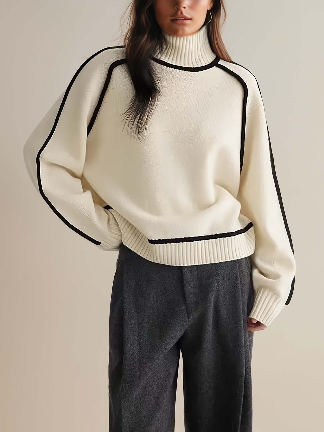 Marcela | Stylowy Sweter Damski z Golfem w Jednolitym Kolorze