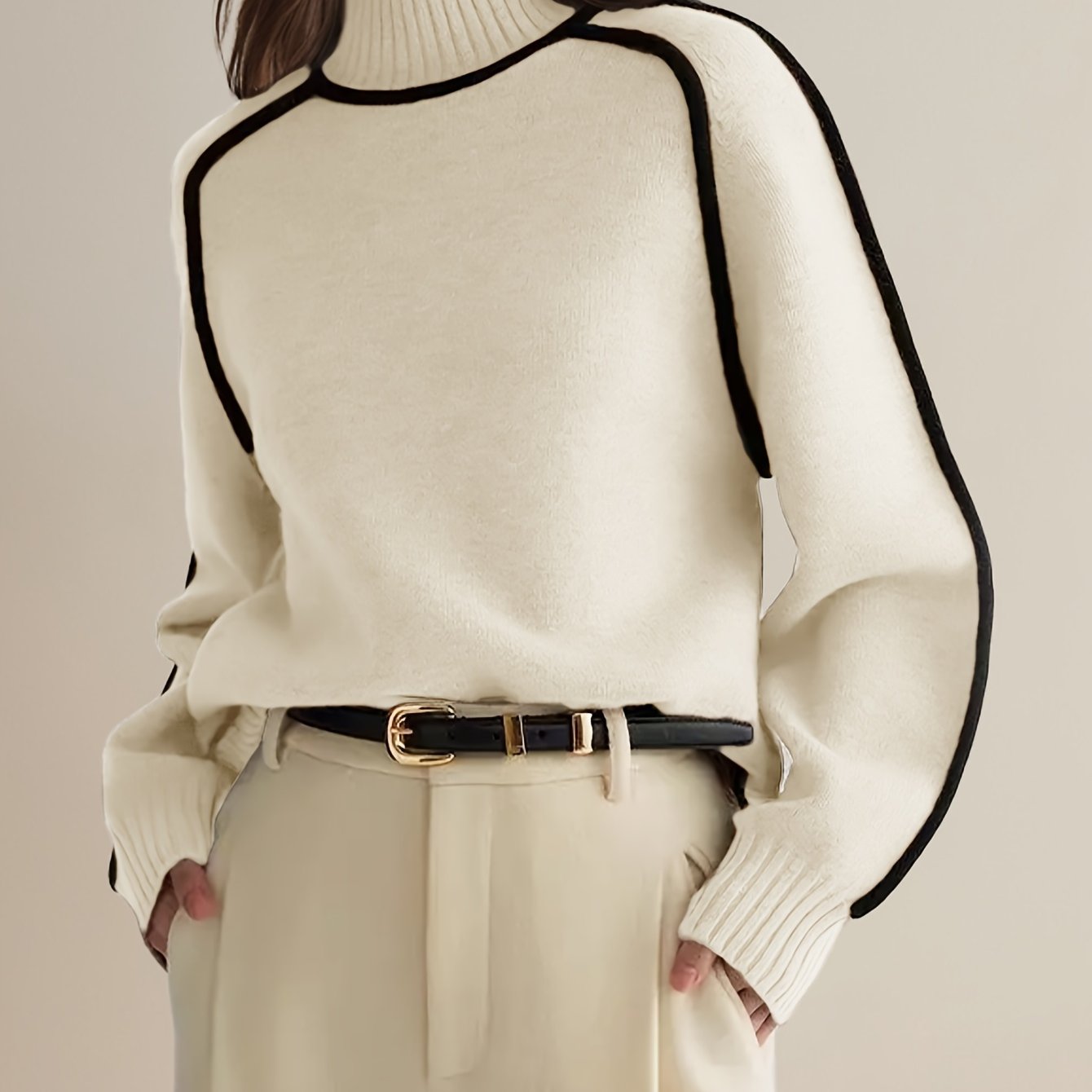 Marcela | Stylowy Sweter Damski z Golfem w Jednolitym Kolorze