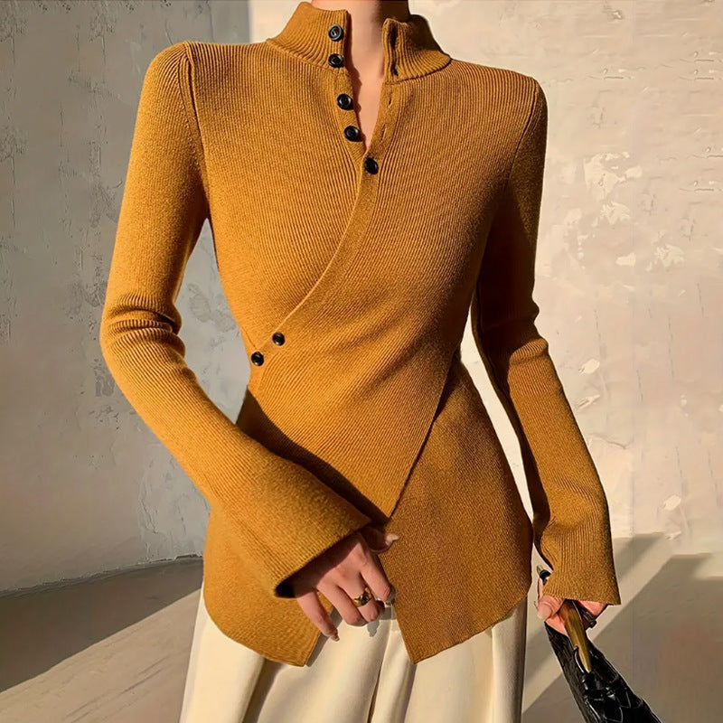 Maya | Sweter damski z wysokim kołnierzem i wiązaniem