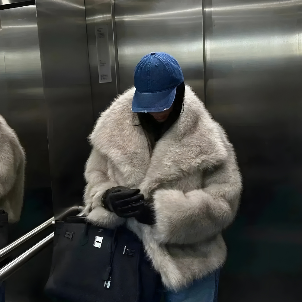 Miękka Kurtka z Imitacji Futra dla Dam