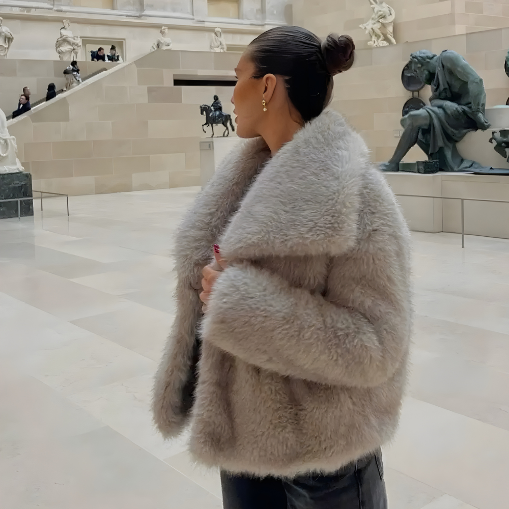 Miękka Kurtka z Imitacji Futra dla Dam