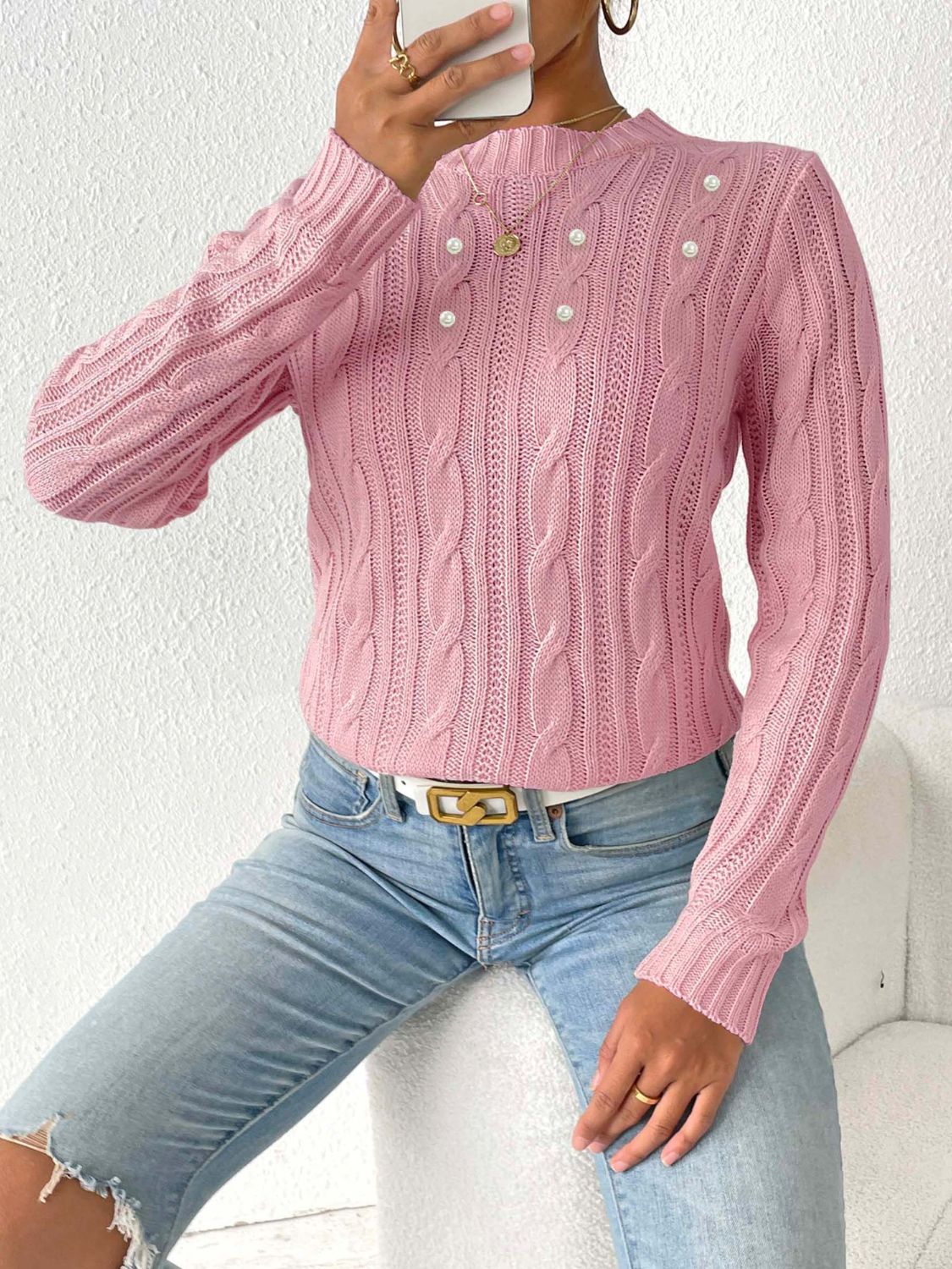 Modesta | Stylowy Sweter Damski z Grubym Splotem na Jesień/Zimę