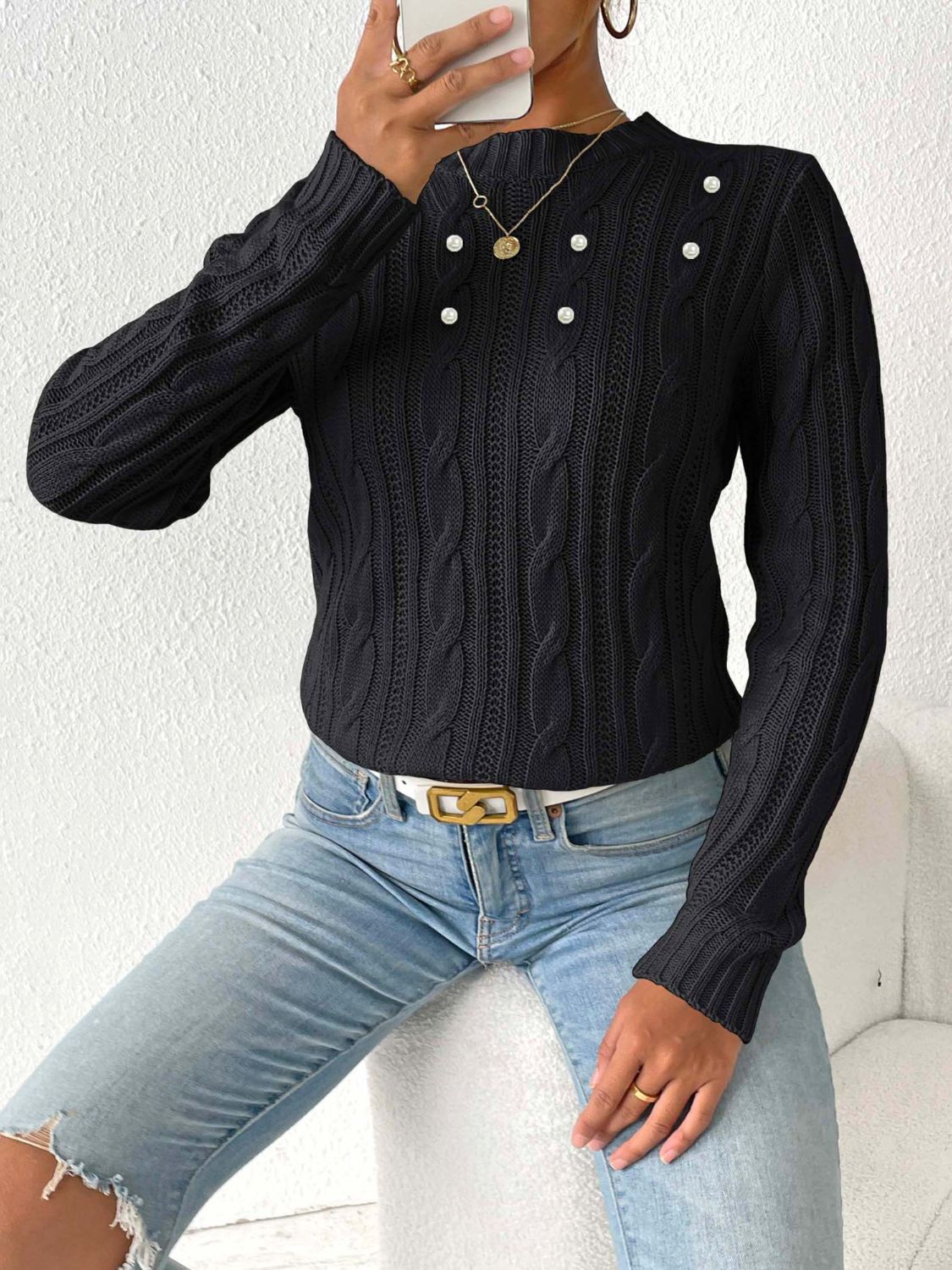 Modesta | Stylowy Sweter Damski z Grubym Splotem na Jesień/Zimę