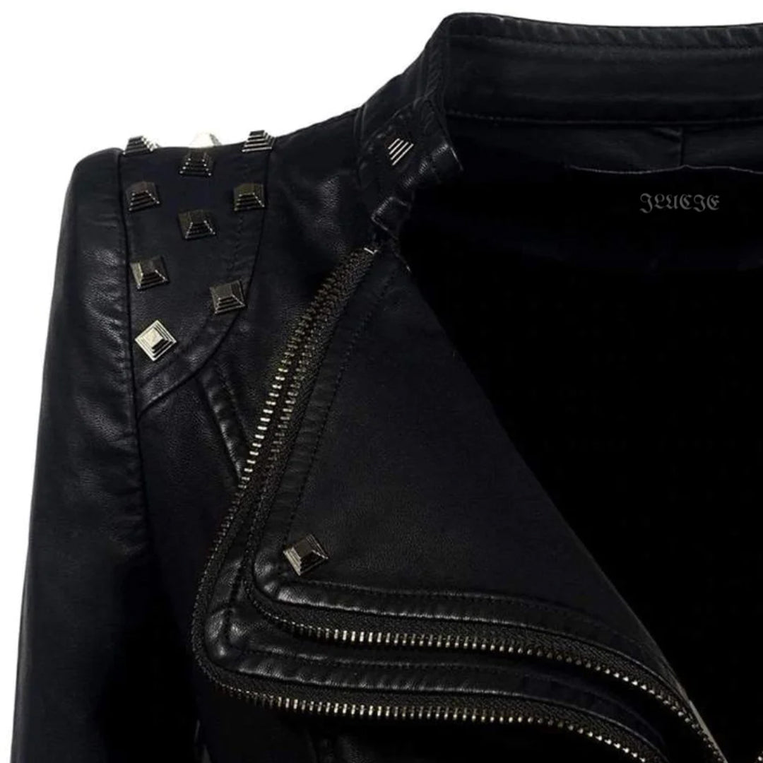 Nadzieja | Wąska Skórzana Kurtka Elegancka W Stylu Gotyckim