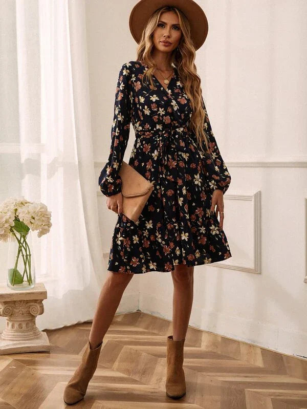 Natalia | Sukienka Kwiatowa z Paskiem – Styl i Klasa na Co Dzień