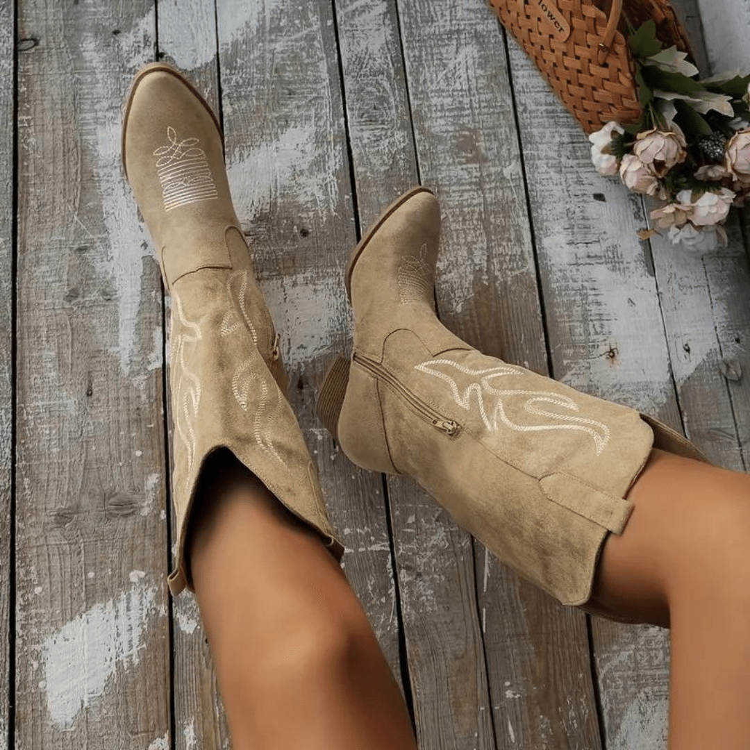 Nina | Kowbojki Damskie Skórzane Styl Western Komfort