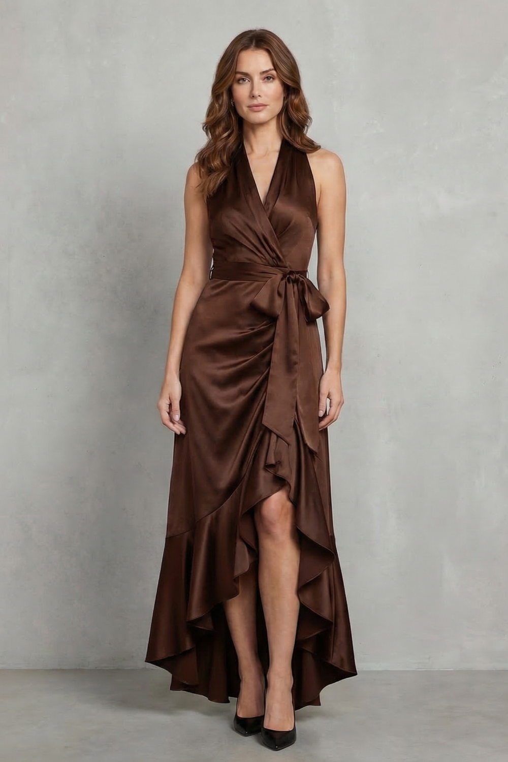 Noctavelle – Sukienka wieczorowa z satynowym drapowaniem – Maxi dress