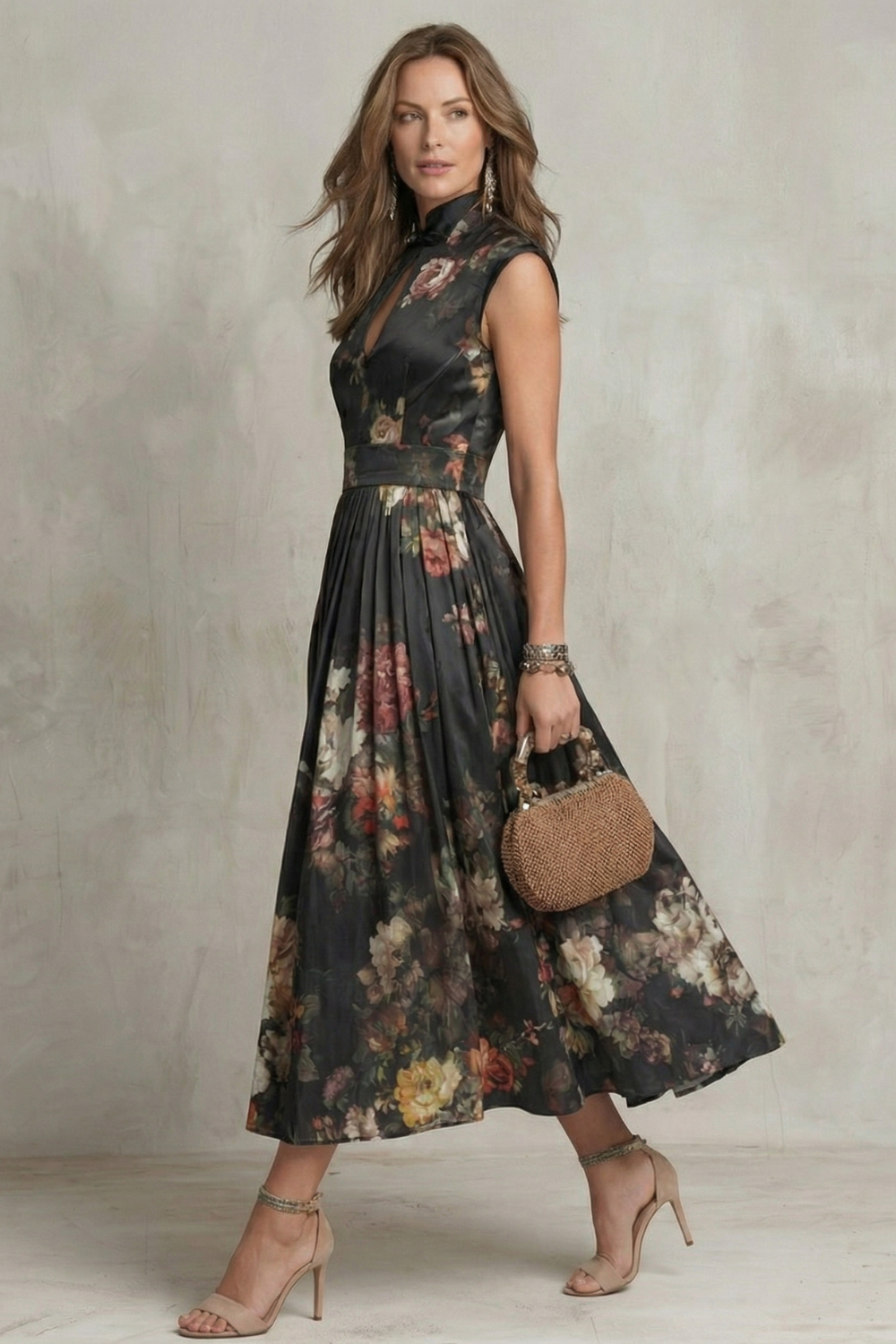 Noirelle – Vintage kwiatowa elegancja – Sukienka midi