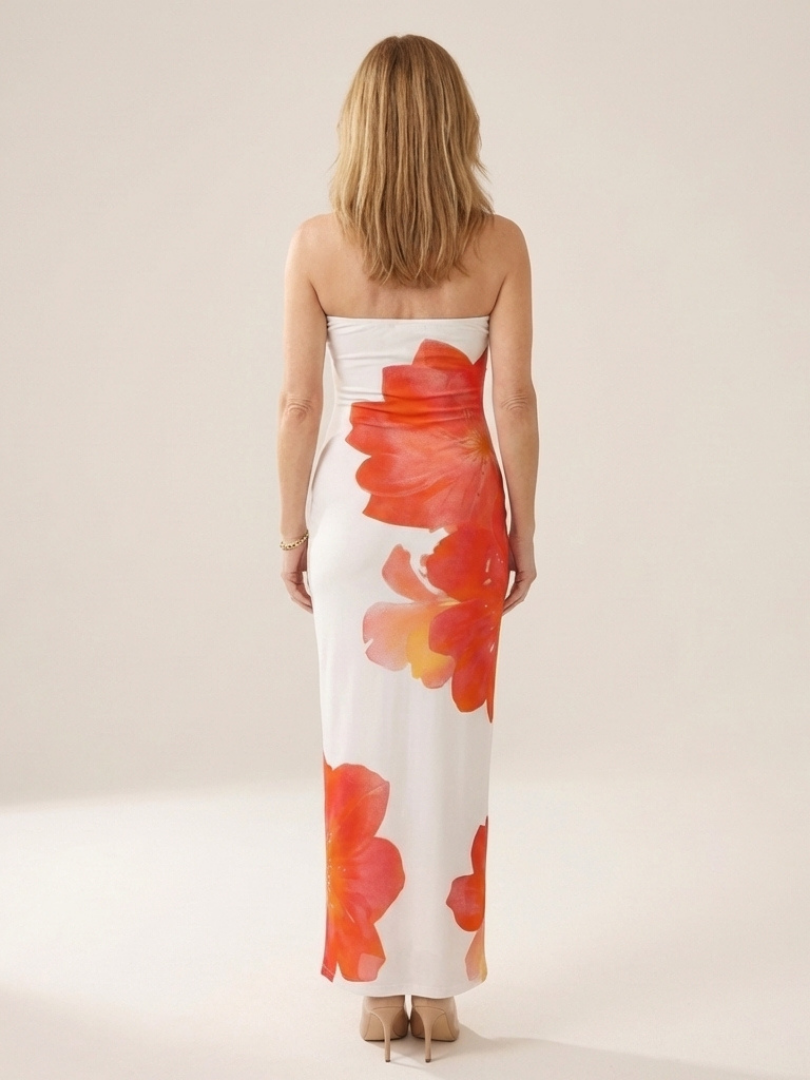 Oriana | Bezramienna Sukienka Maxi w Kwiaty