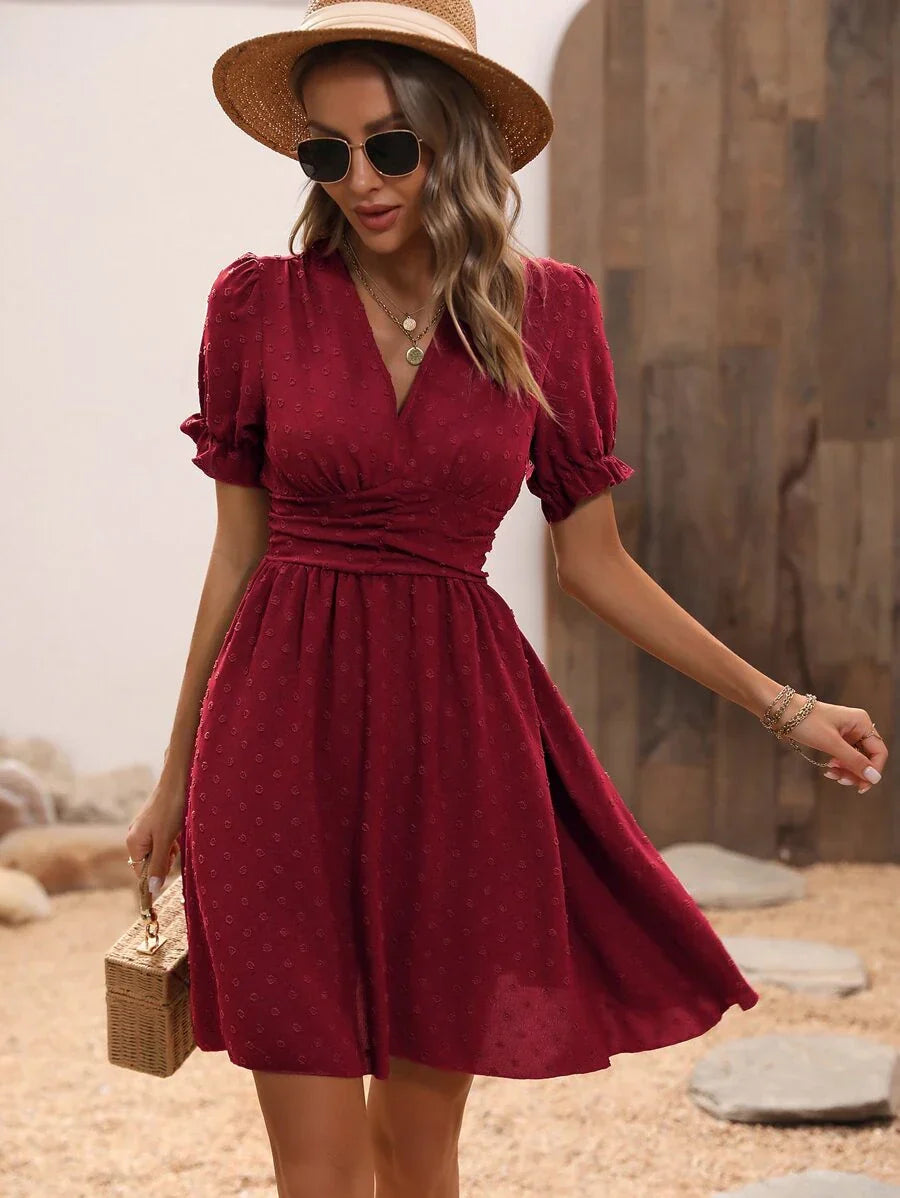 Olga | Lekka Sukienka Boho Z Kopertowym Dekoltem