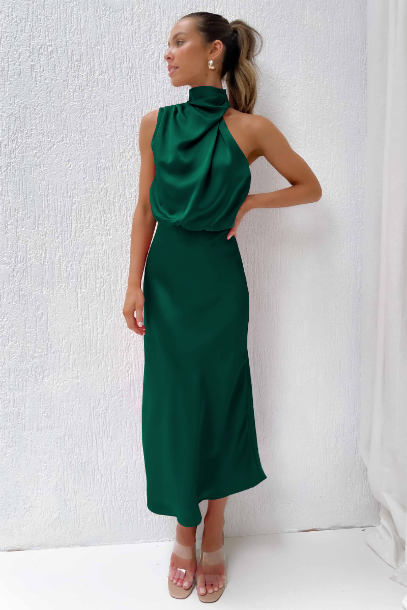 Elianna | Elegancka sukienka midi z asymetrycznym dekoltem
