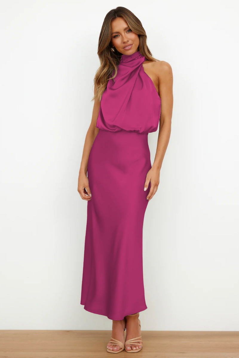Elianna | Elegancka sukienka midi z asymetrycznym dekoltem