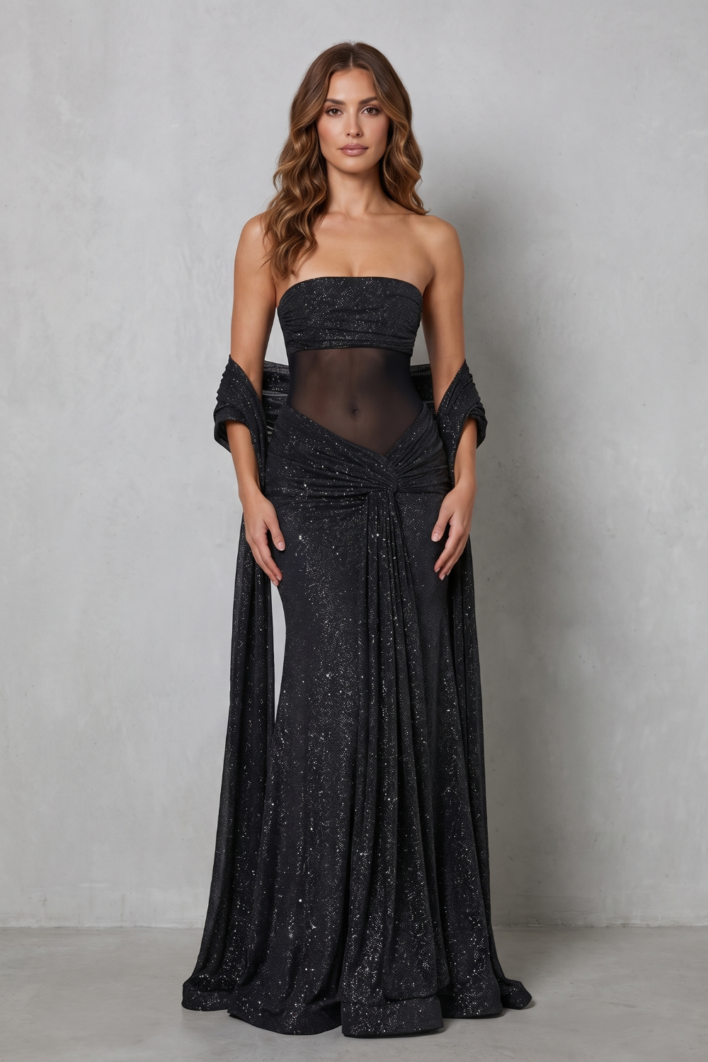 Paulisse – Przezroczysta blask sekwin – Sukienka maxi