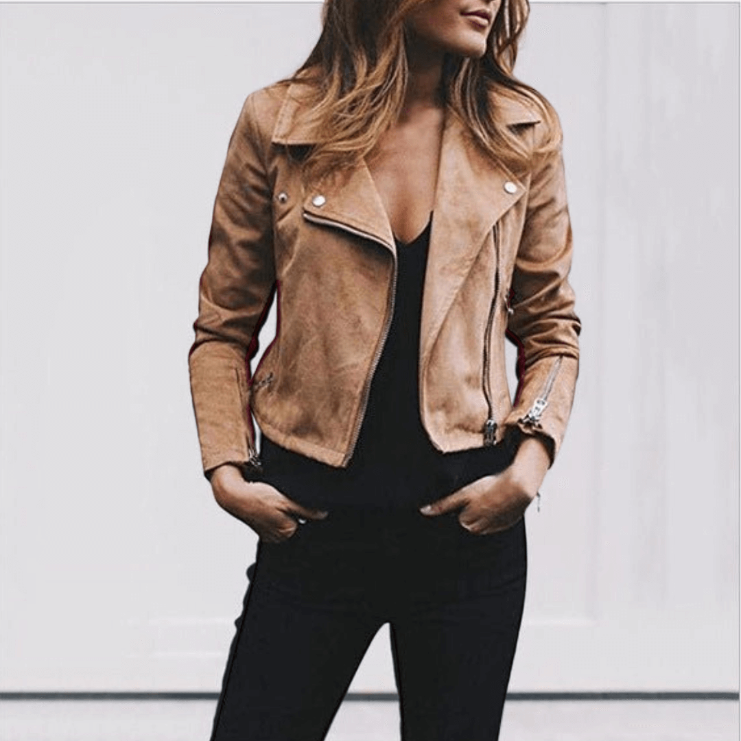 Pelagia | Kurtka Suédine Biker Damska Elegancka Stylowa